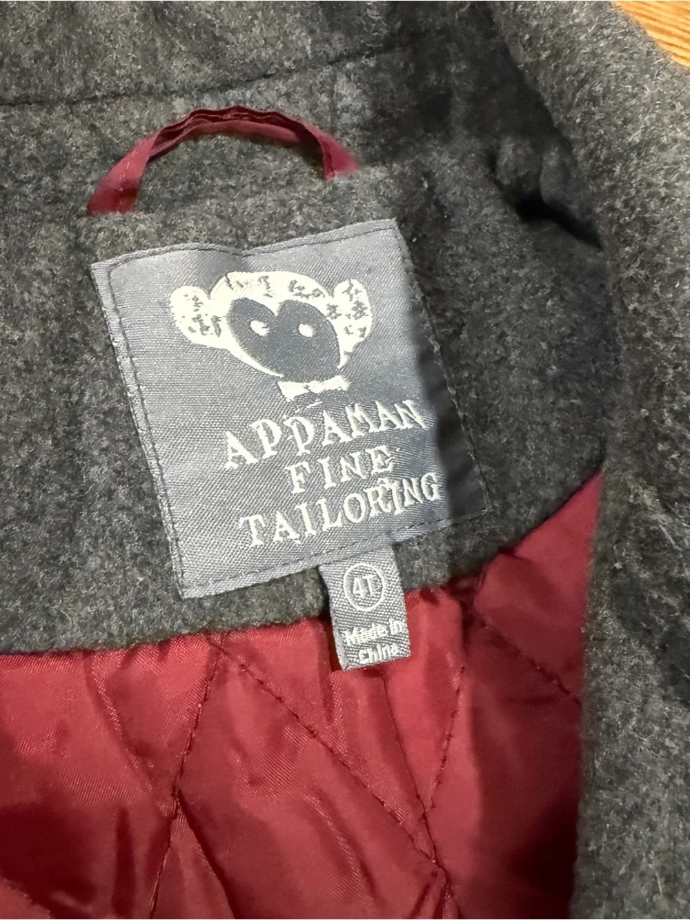 Appaman 4t Boys Gray Pea Coat with Red Lining